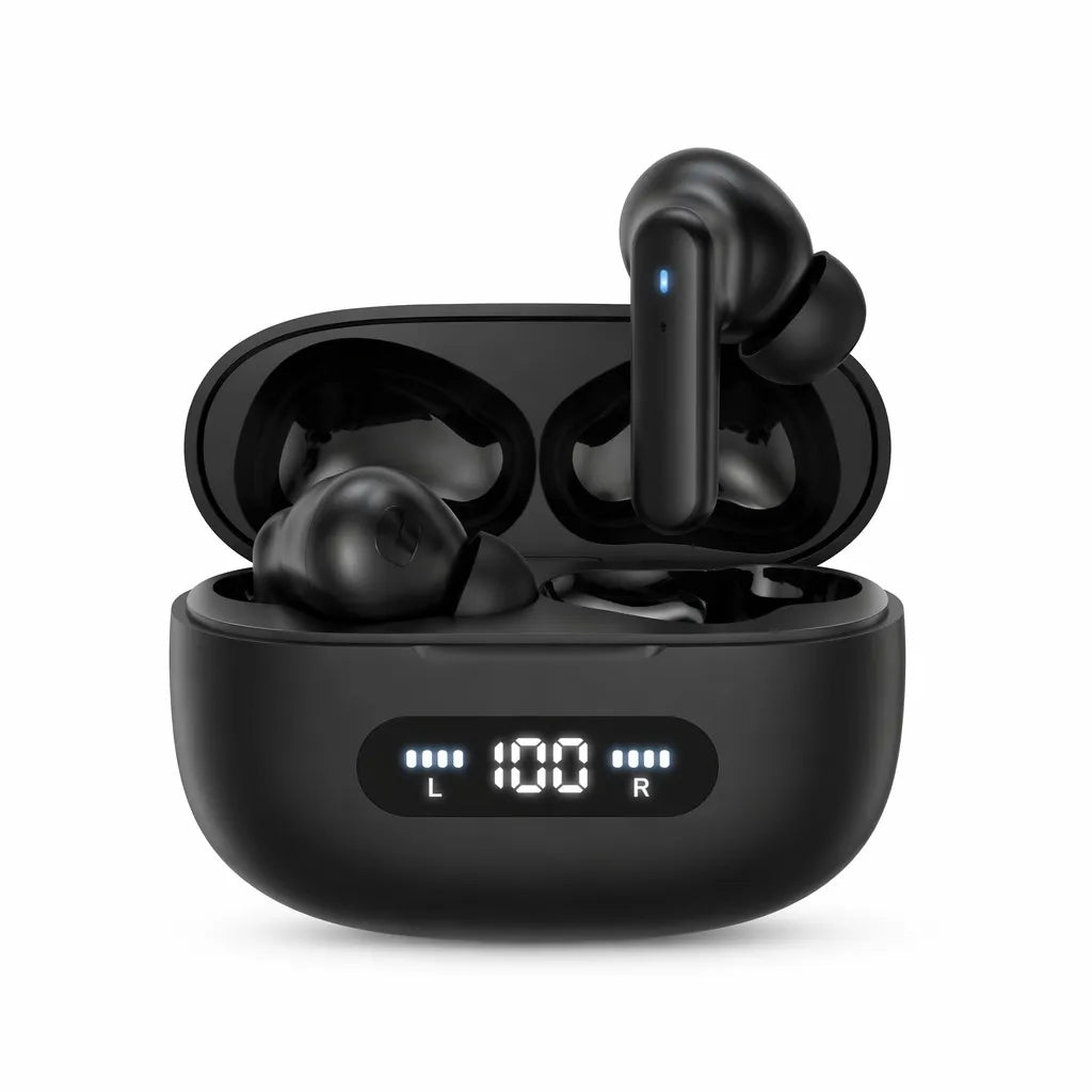 TWS ENC Noise Cancelling 5.3 Earbuds white background