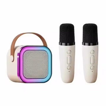 Portable Mini RGB Wireless Karaoke Speaker with Clock Home KTV Microphone Cabinet Battery Operated for Outdoor Use