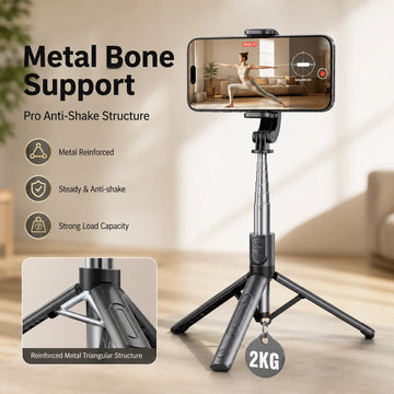 Premium Phone Stand for Distributors KT08 Metal Bone Structure Tripod Portable Travel Photography Accessory Selfie Stick
