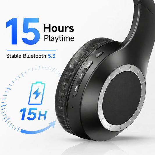 Premium Deep Bass Foldable Wireless Headphone Over-Ear  5.3 Stereo Headset Comfortable Earpads for Music Sports PC Game