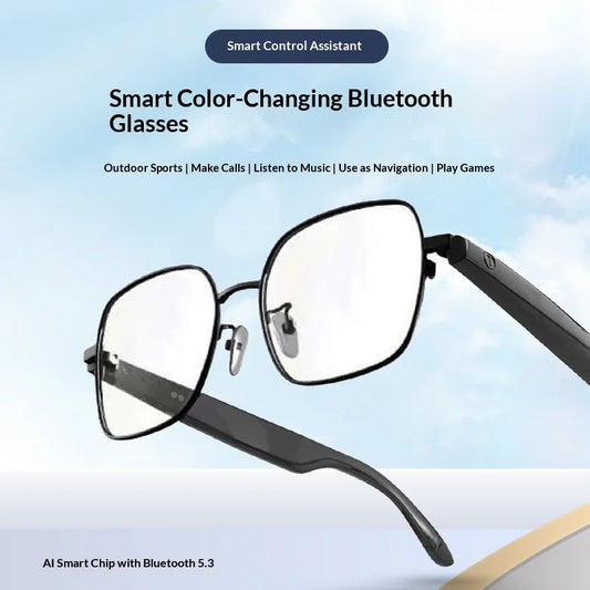 GS11 AI Smart Glasses Bluetooth 5.4 Open Ear Audio Headset Photochromic Lenses Touch Control Wireless AI Eyewear