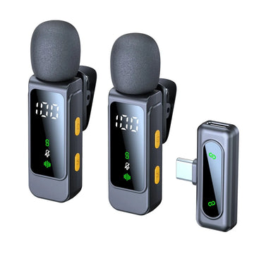 New Model L10 2 in 1 Wireless Lavalier Microphone Portable Mini Clip-On Lapel Mic with Noise Canceling for iPhone iPad