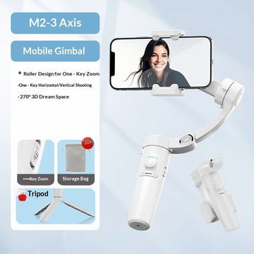 Outdoors Handheld Gimbal Three-axis Mobile Phone Stabilizer Anti Shake Intelligent Face Tracking Photography Live Broadcast