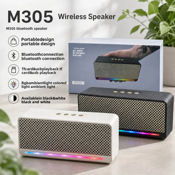 M305 Mini Bluetooth 5.4 Speaker Wireless Portable Outdoor Subwoofer RGB Light Type-C Charging Support TF Card