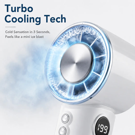 2026 New High Speed Handheld Fan, Portable Cold Compress Mini Turbo Fan with LED Display, USB Rechargeable Personal Cooling Fan