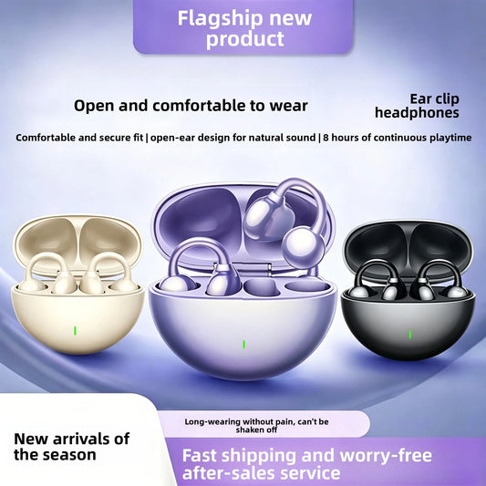 Open Ear Bone Conduction Concept Earclip Headphones IPX Waterproof Sport Wireless Earbuds Noise Cancellation Tws Wireless Earbud