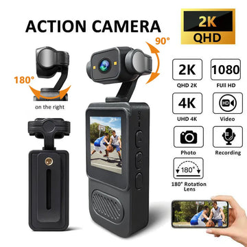 New Vlog 1080P 2K 4K Handheld Camera High-quality 180 Degree Rotatable Action Camera Lightweight Outdoor Sport Recorder