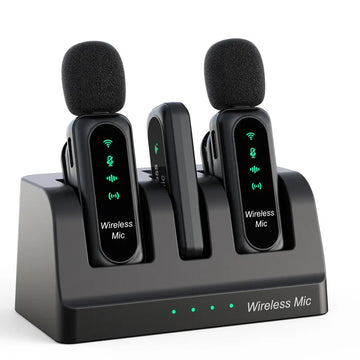Wireless Desk Microphone for Phone Noise Cancellation Condenser Desktop Microphone with Charging Case
