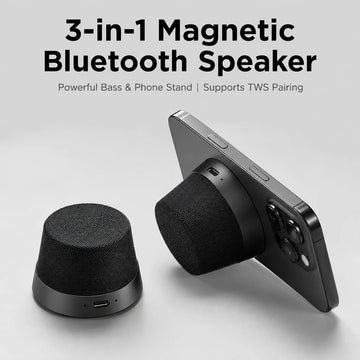 2 in 1 Magnetic Wireless Speaker Phone Stand Mini Fabric Bluetooth 5.3 Speaker Portable Water Resistant Fridge Speaker