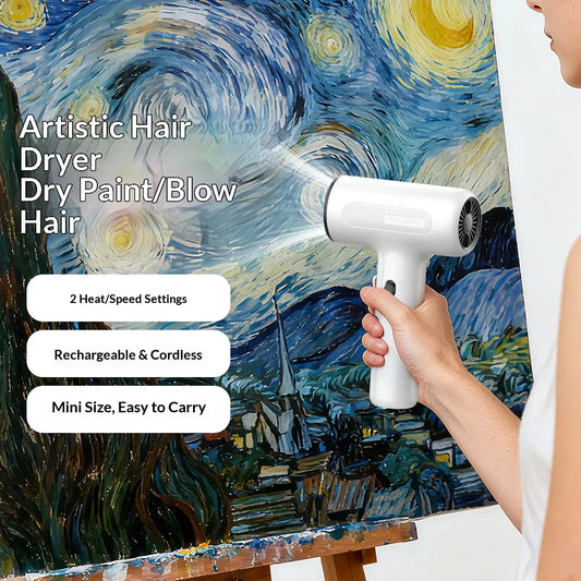 Charging Wireless Hair Dryer Hot Cold Alternating Air 500W for Students Art Examination Watercolor Painting Graffiti Color