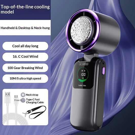 High-Speed Handheld Mini Portable Outdoor Household Fan USB Charging Foldable Brushless Motor 4000mAh with Light