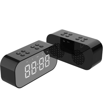 S168-11 LED Alarm Clock Wireless Speaker Mini Mirror Screen Card Bass Small Stereo for 5.0 1200-2000mAh IPX2 Waterproof