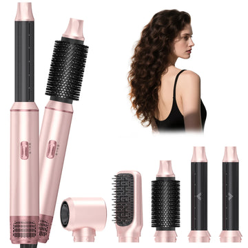 Five-in-One Hot Air Comb & Curling Iron Straightening Hair Dryer Set with Cold Air & 3-Speed 1000W High Wind Power for Home Use