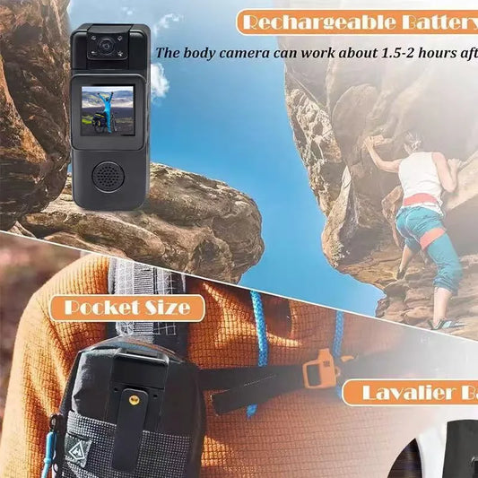 New Arrivals 2026 OEM Custom 180 Degree Rotatable Lens Wearable Video Body Cam 4 Hour Recording Mini 4k Action Camera