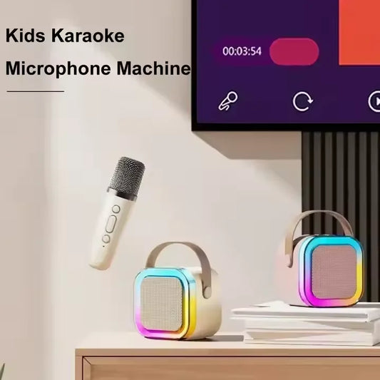 Portable Mini RGB Wireless Karaoke Speaker with Clock Home KTV Microphone Cabinet Battery Operated for Outdoor Use