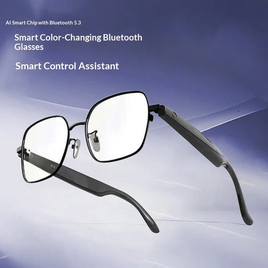 GS11 American Retro Style Smart Glasses with for Bluetooth Double Beam Magnetic Fast Charging Color-Changing Lens
