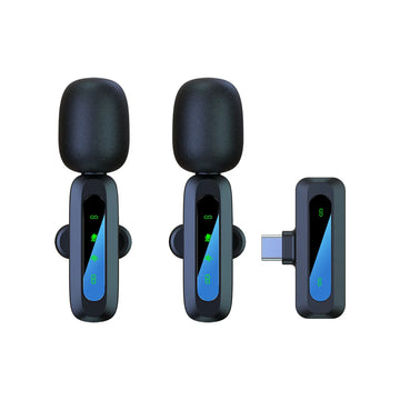 J3 Dual Wireless Lavalier Microphone 1-to-2 Plug and Play Noise Cancelling Lapel Mic for iPhone for Android YouTube Live Stream