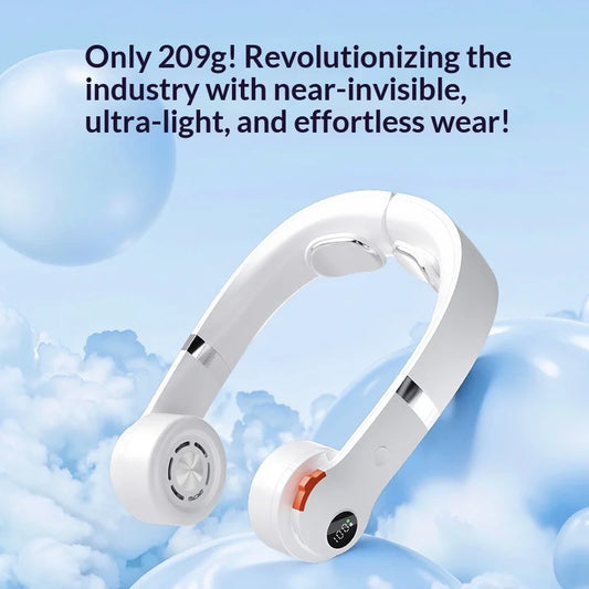 Hands-Free Wearable Neck Fan 4000mAh Battery 5 Speeds Strong Wind 110° Rotatable Portable Neck Fan for Exercise & Travel