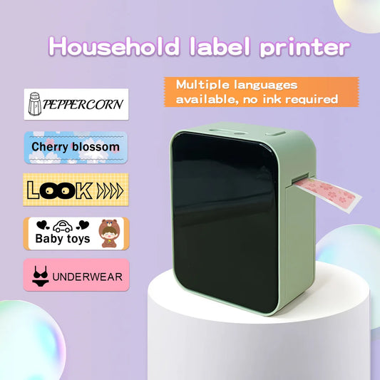 Mini Portable Adhesive Thermal Label Machine with USB Interface Black White Receipt Printer for DIY Self-adhesive Labels