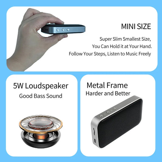 Bt209 Portable Ultra-Thin Wireless Mini Speaker Pocket Audio Electronic Gift 5W  Speaker Outdoor