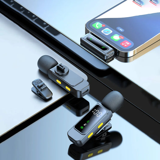 New Model L10 2 in 1 Wireless Lavalier Microphone Portable Mini Clip-On Lapel Mic with Noise Canceling for iPhone iPad