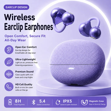 Open Ear Bone Conduction Concept Earclip Headphones IPX Waterproof Sport Wireless Earbuds Noise Cancellation Tws Wireless Earbud